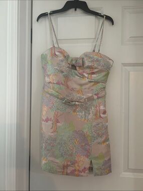 Maeve Pastel Pink Floral Mini Dress with Bow